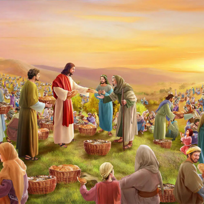Feeding of the 5000, courtesy of
https://themeetingtent.com/jesus-feeding-the-5000-multitude-meaning-bible/