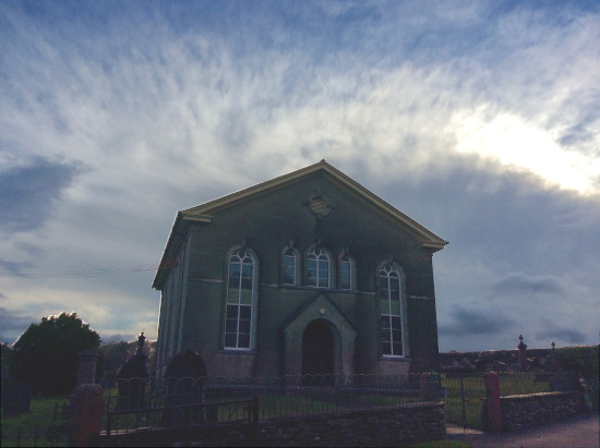 Unusual cloud capory behind Cilfowyr Chapel
