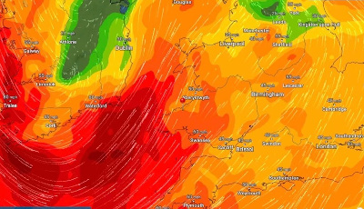 Storm Eunice from thewest into Europe