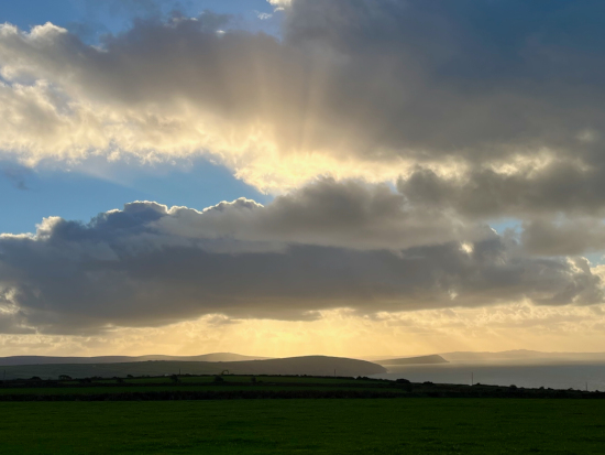 Glorious sun's radiance over Irish Sea