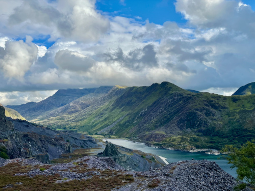 Mt Snowdon hidden in the clouds beyond Llanberis